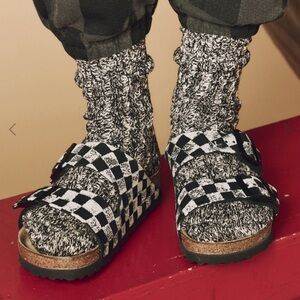 Birkenstock Black and White hand stamped sandals